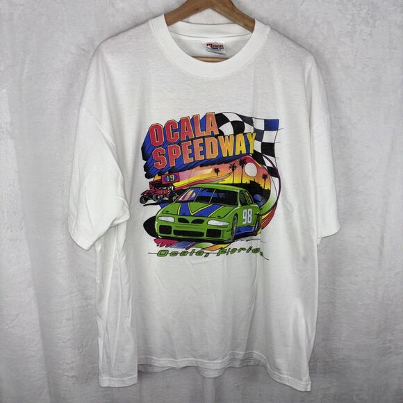 Vintage Ocala Speedway T-shirt Ocala Florida Racing Tee Size XL White - Picture 1 of 7